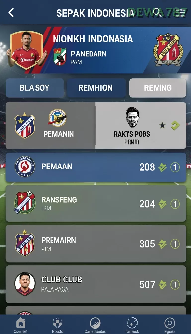 Cuplikan layar R6R6 — menu navigasi