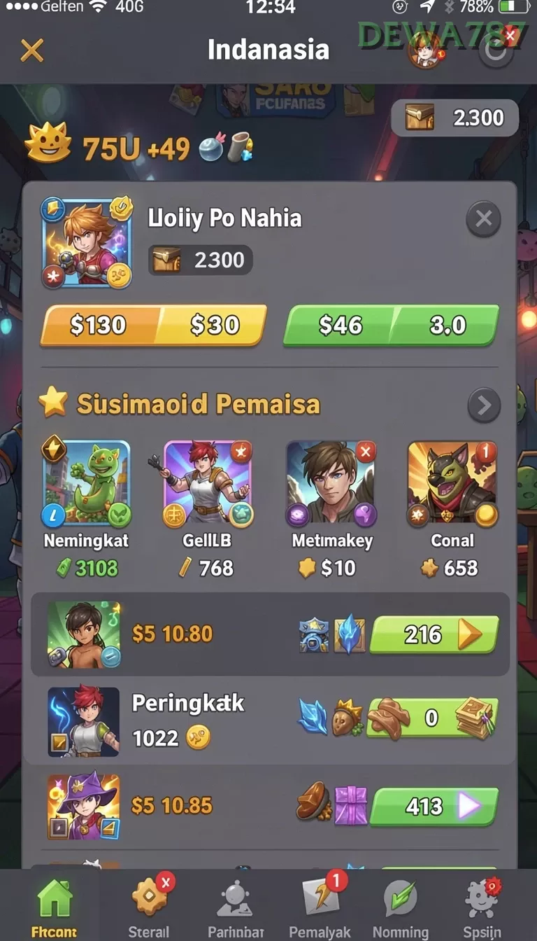 Cuplikan layar DEWA1000 — aktivitas
